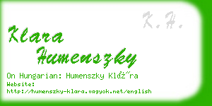 klara humenszky business card